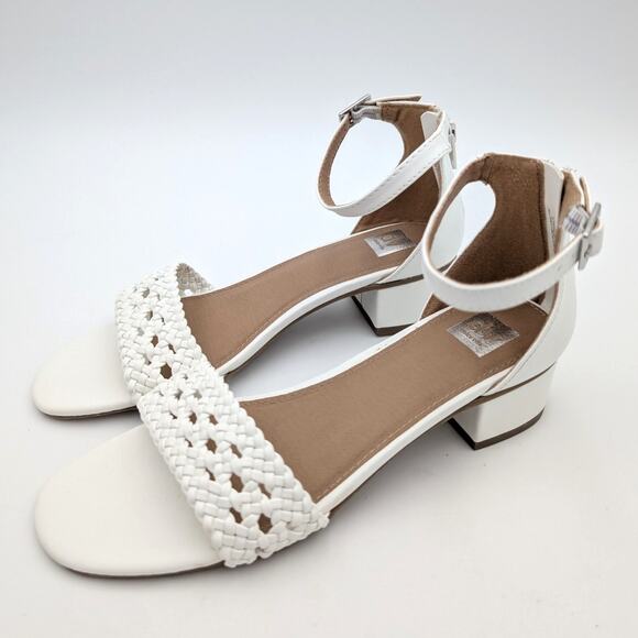 DV Dolce Vita Girls Braided Heeled Ankle Strap Sandals White Size US5 EU38 - Picture 1 of 10